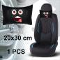 Preview: Auto Nackenkissen 20x30cm Nackenpolster Leder Schwarz mit Druck Design